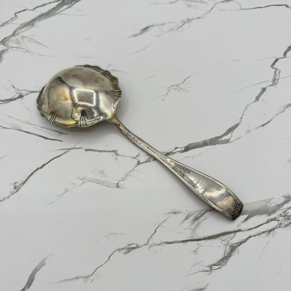 Antique Towle Silver Plate Eudora Ladle Berry Sugar Shell Spoon Serving Pat 1888
